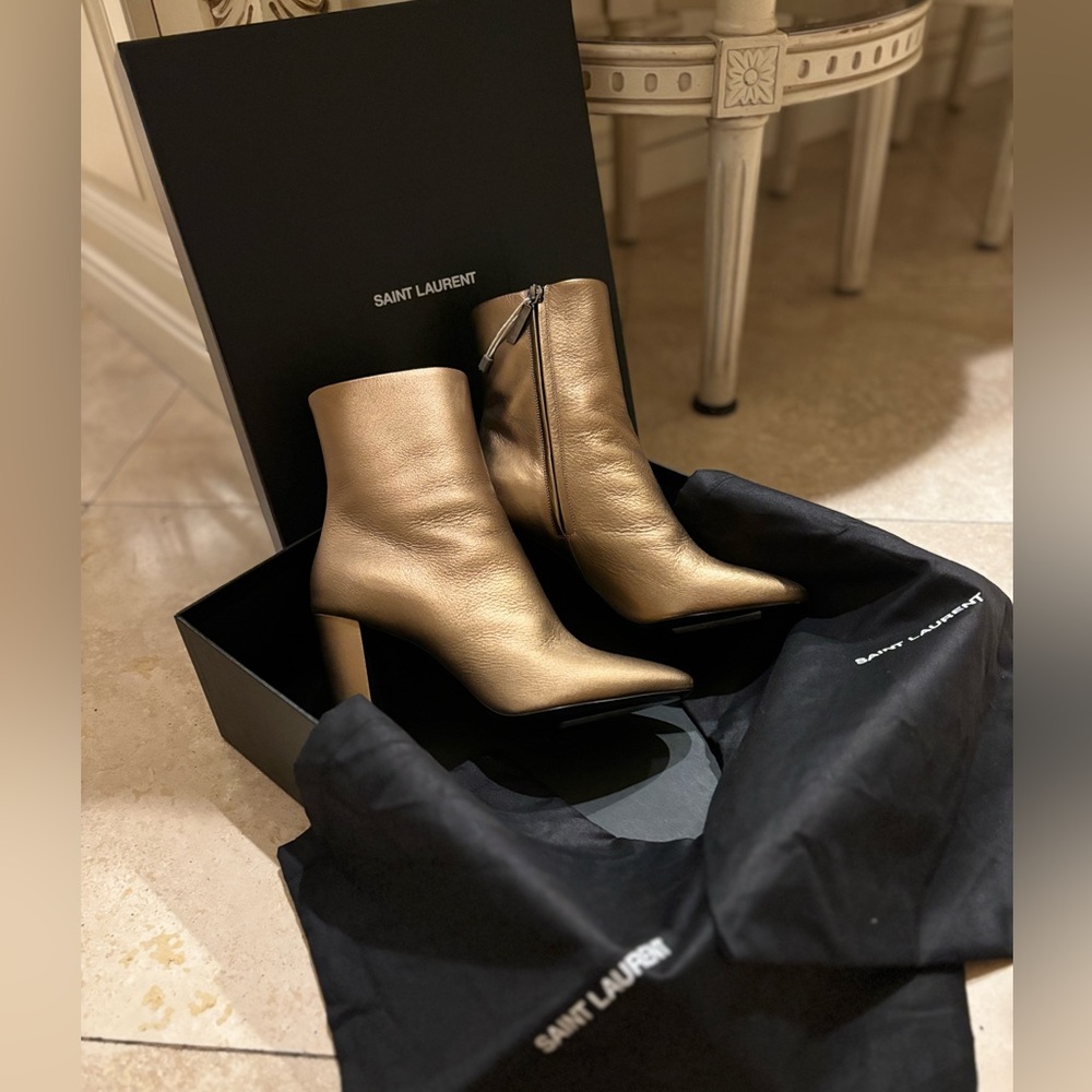 Saint Laurent Lou Bootie Bufalino Bronze Size 38 US 8